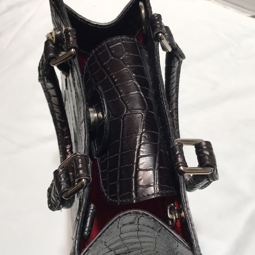 Dooney Bourke Made in Italy croc embossed black short shopper. EUC - Picture 2 of 11